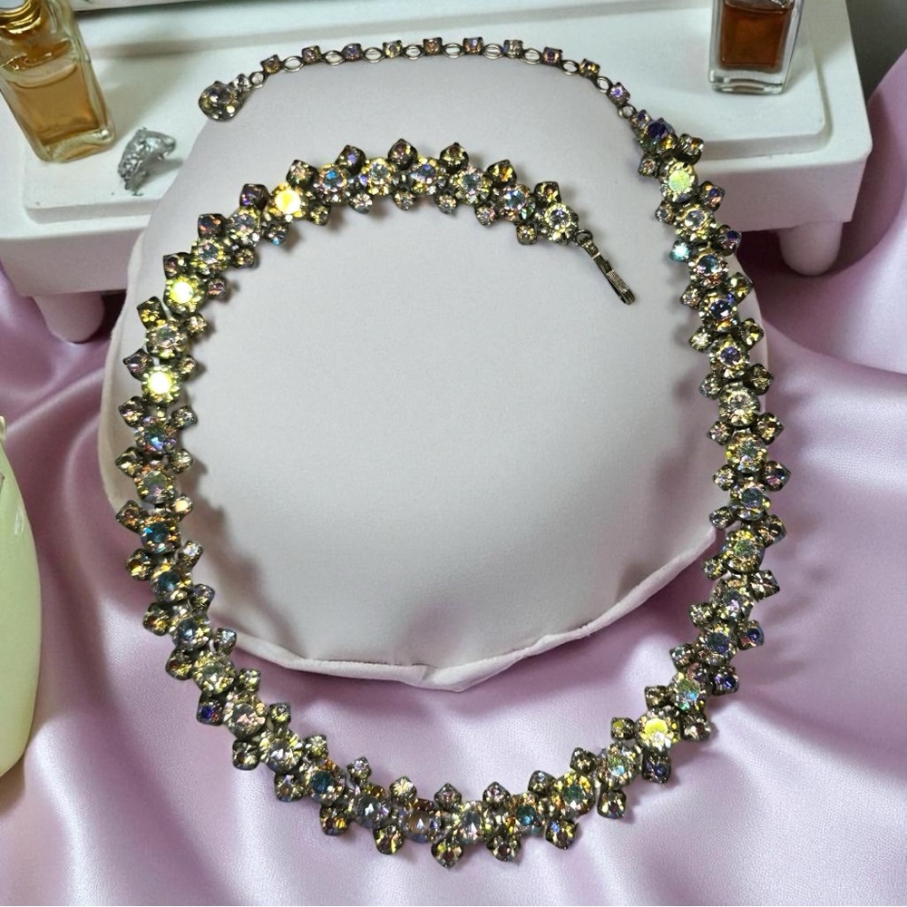 Sherman 1950’s Aurora Borealis Crystal Necklace – Signed (EUC)